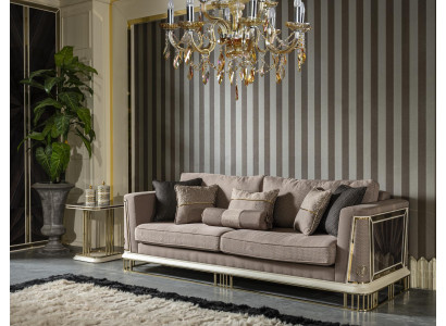 Canapé 3 places en cuir marron Salon Design de luxe Style élégant Canapés.