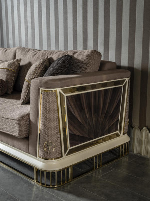 Canapé 3 places en cuir marron Salon Design de luxe Style élégant Canapés.