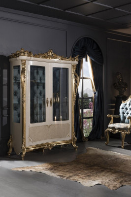 Vitrine beige design élégante magnifique Salle à manger moderne de luxe en métal armoires d'affichage nouvelles