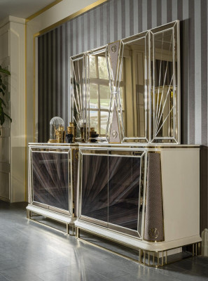 Commode de luxe Commode Buffet en métal doré Armoire de luxe Nouvelles commodes nobles