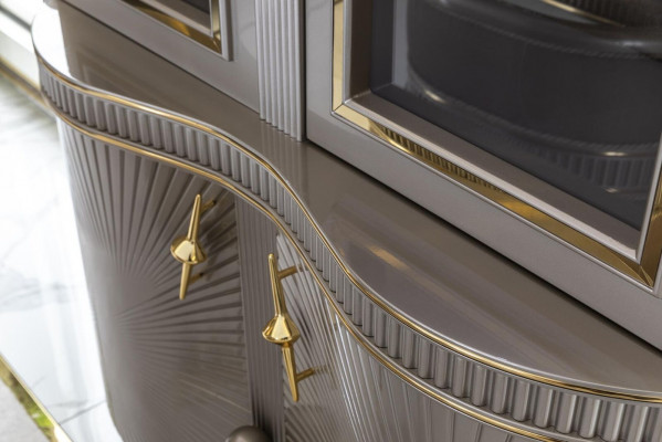 Vitrine Gris Salle à manger Armoire Étagère Design Élégant Mobilier Métal neuf