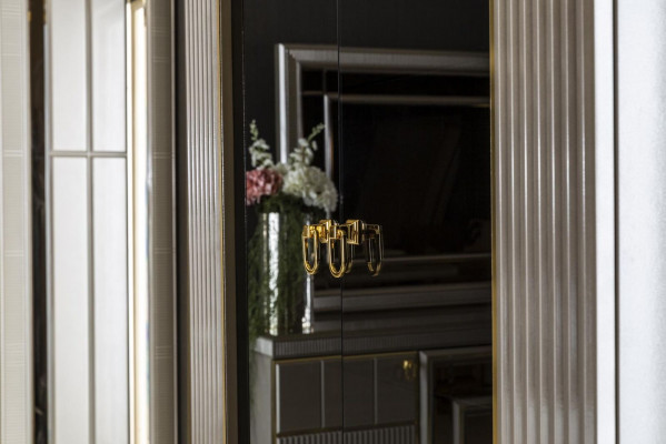 Vitrine Gris Salle à manger Mobilier de luxe Métal Bois Design Armoire Élégante Nouveau