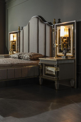 Lit Gris Meubles Métalliques Design Élégant Chambre de Luxe Lits nouveaux