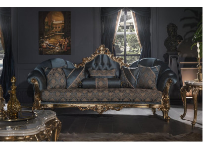 Canapé 3 places Bleu Canapé Rembourré Salon Design Élégant Luxe Classique Nouveau