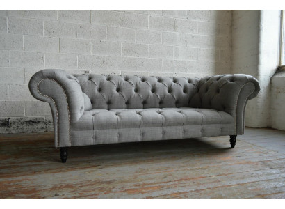 Canapé Chesterfield design 3 canapé ensemble tissu revêtement cuir Trois places Canapés