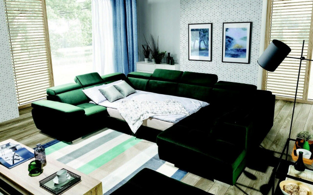 Multifunktions-Großwohnlandschaft U-Form Ecksofa Sofa Stoff Couch Polsterung