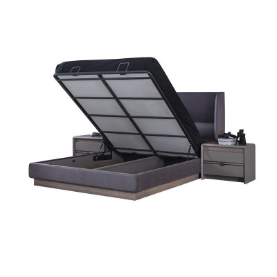 Ensemble de chambre à coucher de luxe Lit complet 2x Table de chevet Moderne 3 pièces nouvelle