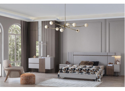 Ensemble de chambre de luxe avec lit complet + 2 tables de chevet, 3 pièces. Ensemble moderne neuf.