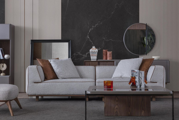 Canapé 4 places Canapés design Rembourrage Gris Textile Siège Relax Mobilier 272cm xl