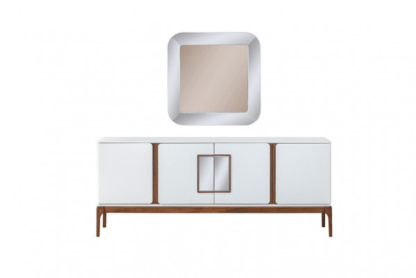 Ensemble de salle à manger de luxe Table à manger 4 chaises Buffet Miroir 7 pièces Moderne
