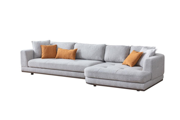 Canapé d'angle de luxe en forme de L Mobilier moderne pour salon Couleur grise Designer