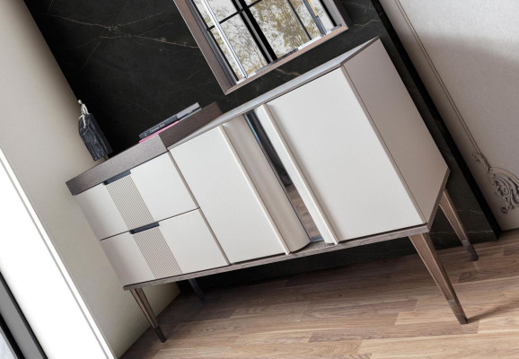 Coiffeuse de design avec miroir Mobilier de chambre de luxe 2 pièces. Style