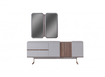 Buffet exclusif pour salle à manger 2x Commode avec miroir 210cm Style Bois 3 pièces