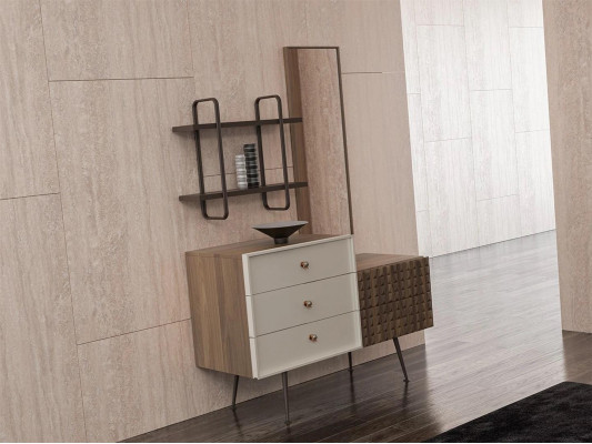 Chambre Moderne Commode avec Miroir Armoire en Bois Design Nouveau