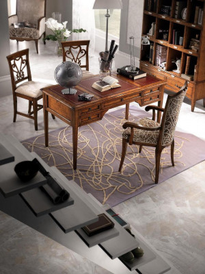 Bureau et chaise en bois avec accoudoirs Étagère de bureau Mobilier de bureau Design 4 pièces