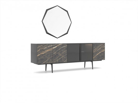 Buffet avec miroir Mobilier de luxe Salle à manger Ensemble complet Mobilier moderne
