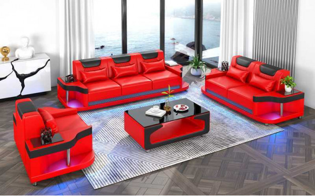 Ensemble de canapé Ensemble de canapé Canapés en cuir Canapé complet et set 3 pièces Noir