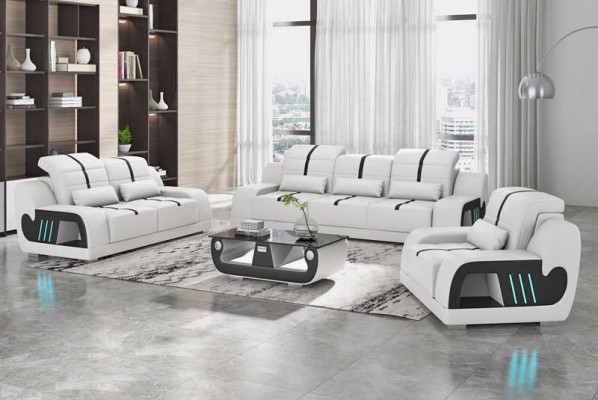 Ensemble de canapé ensemble de canapé de luxe complet blanc Imitation cuir canapé 321
