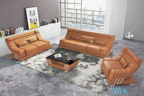 Sofa set de luxe complet et ensemble de canapé en imitation cuir blanc Sofa 321