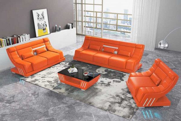 Sofa set de luxe complet et ensemble de canapé en imitation cuir blanc Sofa 321
