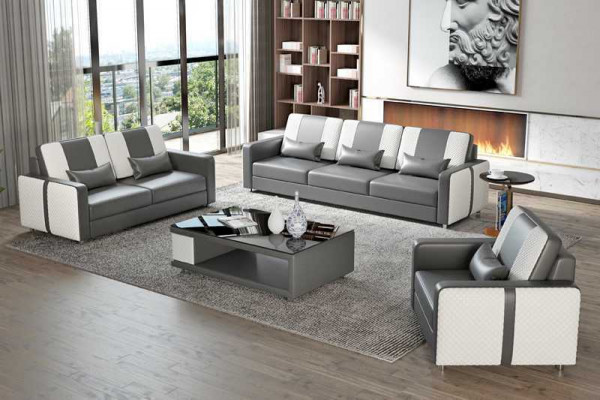 Complet e Sofa ensemble de canapé ensemble de canapé de luxe ensemble de canapé en similicuir gris 321