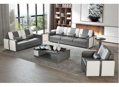 Complet e Sofa ensemble de canapé ensemble de canapé de luxe ensemble de canapé en similicuir gris 321