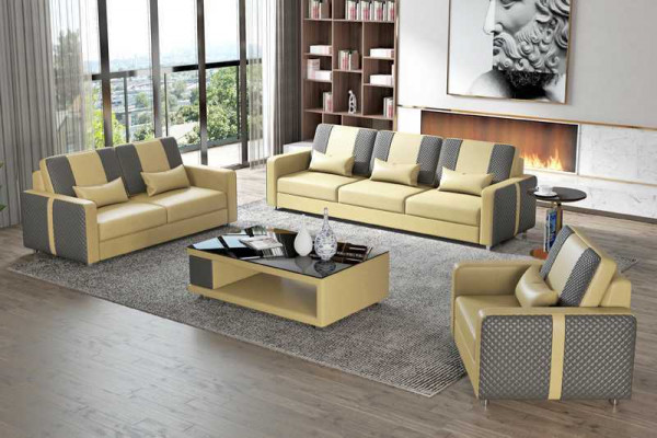 Complet e Sofa ensemble de canapé ensemble de canapé de luxe ensemble de canapé en similicuir gris 321