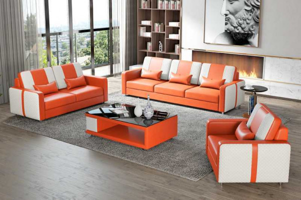 Complet e Sofa ensemble de canapé ensemble de canapé de luxe ensemble de canapé en similicuir gris 321