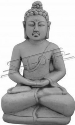 Sculpture de Bouddha en effet pierre. Grande sculpture décorative pour une figure de jardin.