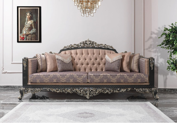 Ensemble de canapé de luxe complet, ensemble de canapé gris en tissu rembourré.