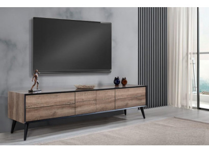 Meuble TV Meuble TV Lowboard Salon Moderne Marron Bois Console Table