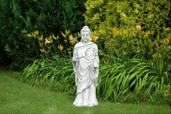Sculpture de Bouddha décorative en effet pierre. Grande sculpture pour le jardin