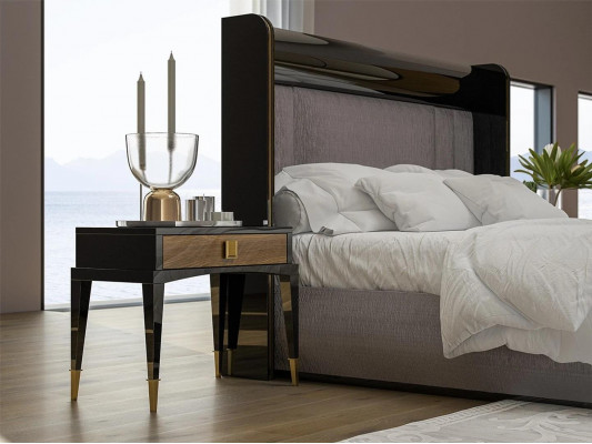 Luxueux ensemble de 6 pièces chambre à coucher lit double avec commode et miroir 2 tables de chevet