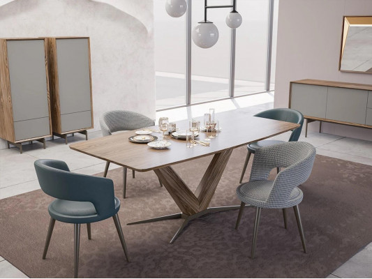 Salle à manger Ensemble de 9 pièces Table à manger Complète Chaises 4x Bois Buffet en bois neuf Cabinet en bois