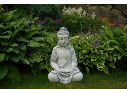 Sculpture de Bouddha en effet pierre. Grande sculpture pour jardin décoratif.