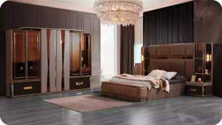 Suite Chambre de luxe Lit double Ensemble de lit 4 pièces Beige