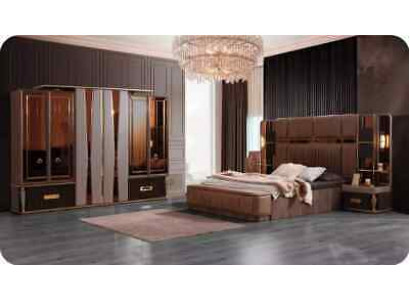 Suite Chambre de luxe Lit double Ensemble de lit 4 pièces Beige