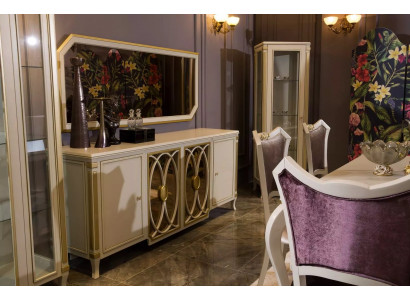 Vitrine classique Ensemble de meubles TV Meuble bas Vitrine de luxe Ensemble de meubles Set de 2 pièces.