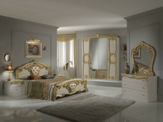 Cadre de lit classique et ensemble de chambre à coucher 3 pièces. Lit + 2 tables de nuit Style Meuble