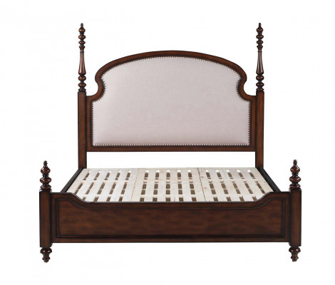 Chambre à coucher classique Lit en textile brun Rembourrage de lits double 180x200cm neuf