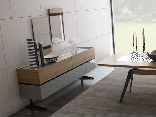 Ensemble de salle à manger de luxe 8 pièces Table à manger complète Chaises Buffet avec 2 miroirs neufs