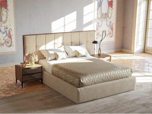 Ensemble de chambre à coucher de luxe en 5 pièces avec lit double et 2 tables de chevet modernes.