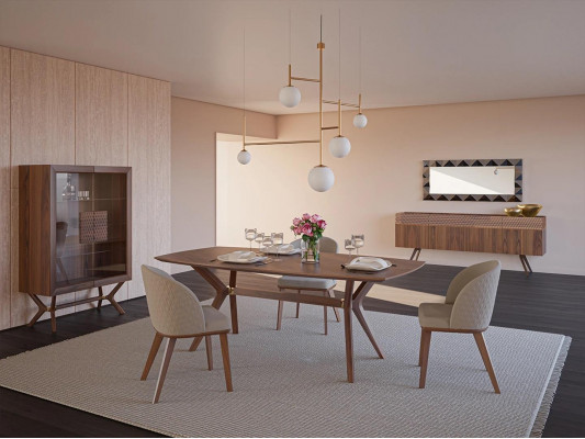 Conception moderne Salle à manger Ensemble complet Table à manger 4x Chaises Buffet de luxe Nouvelle vitrine