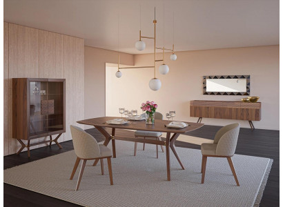 Conception moderne Salle à manger Ensemble complet Table à manger 4x Chaises Buffet de luxe Nouvelle vitrine