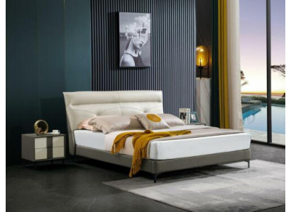 Chambre lit en cuir complet Lit 3 pcs. Tables de nuit Suite hôtel