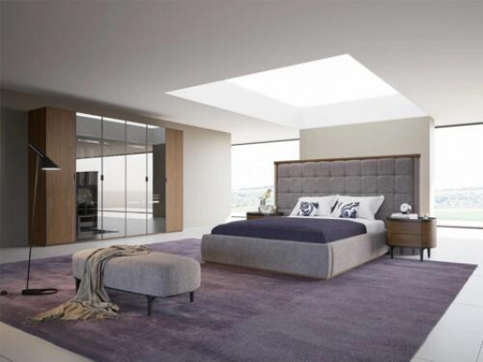 Chambre Luxe Ensemble 4 pièces Lit 2x Tables de chevet Tabouret de design Mobilier moderne
