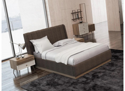 Chambre Lit double moderne 2x tables de chevet bois Complet 3 pièces de luxe