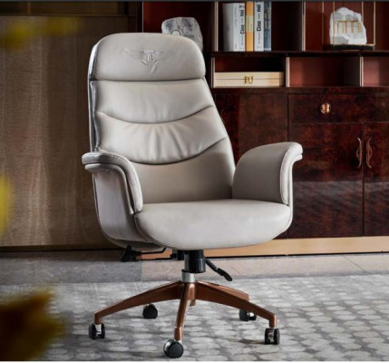 Fauteuil de bureau en cuir beige en acier inoxydable Mobilier de bureau de luxe Mobilier neuf