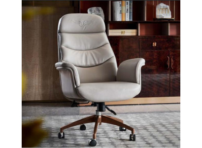 Fauteuil de bureau en cuir beige en acier inoxydable Mobilier de bureau de luxe Mobilier neuf