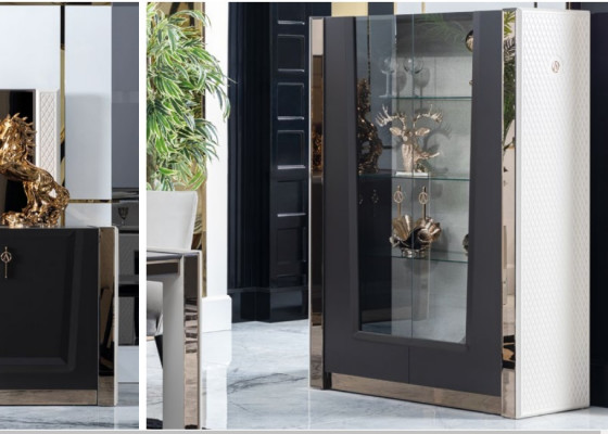 Vitrine Salle à manger Buffet en bois Meubles de salon Buffet en verre Armoire